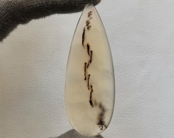 NATURAL+ Scenic Agate Teardrop Shape Cabochon, Loose Gemstone, Size:-68X26X6 Mm. Scenic Agate For Jewelry Making Gemstone. 21 Ct.