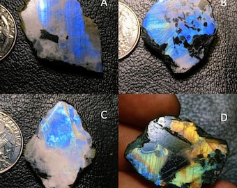 AAA+  Blue Flashy Rainbow Moonstone Rough , Polished Moonstone Raw, Moonstone Slab Mix Shape & Size Best For Wire Wrapped Jewelry.