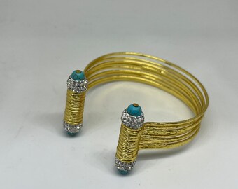 turquoise bracelet, turquoise, bracelets, brass, brass jewels, jewellery, bijouterie, handmade, natural stone, gold plated