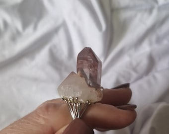 Stunning Handmade Rainbow Fluorite Crystal Statement Ring
