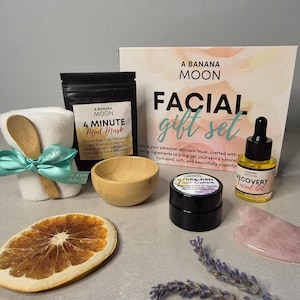 Natural Skincare Facial Spa Gift Set – Organic Mask, Cream & Oil - Pamper Hamper – Self Care Box – Spa Gift for Her - Care Package for Her