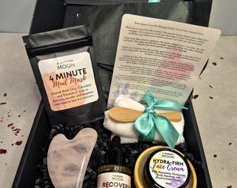 Facial Spa Gift - Beauty Box - Skin Care Gift Set - Pamper Hamper - Natural Cosmetic - Self Care Box - Spa Gift For Her - Gua Sha - Birthday