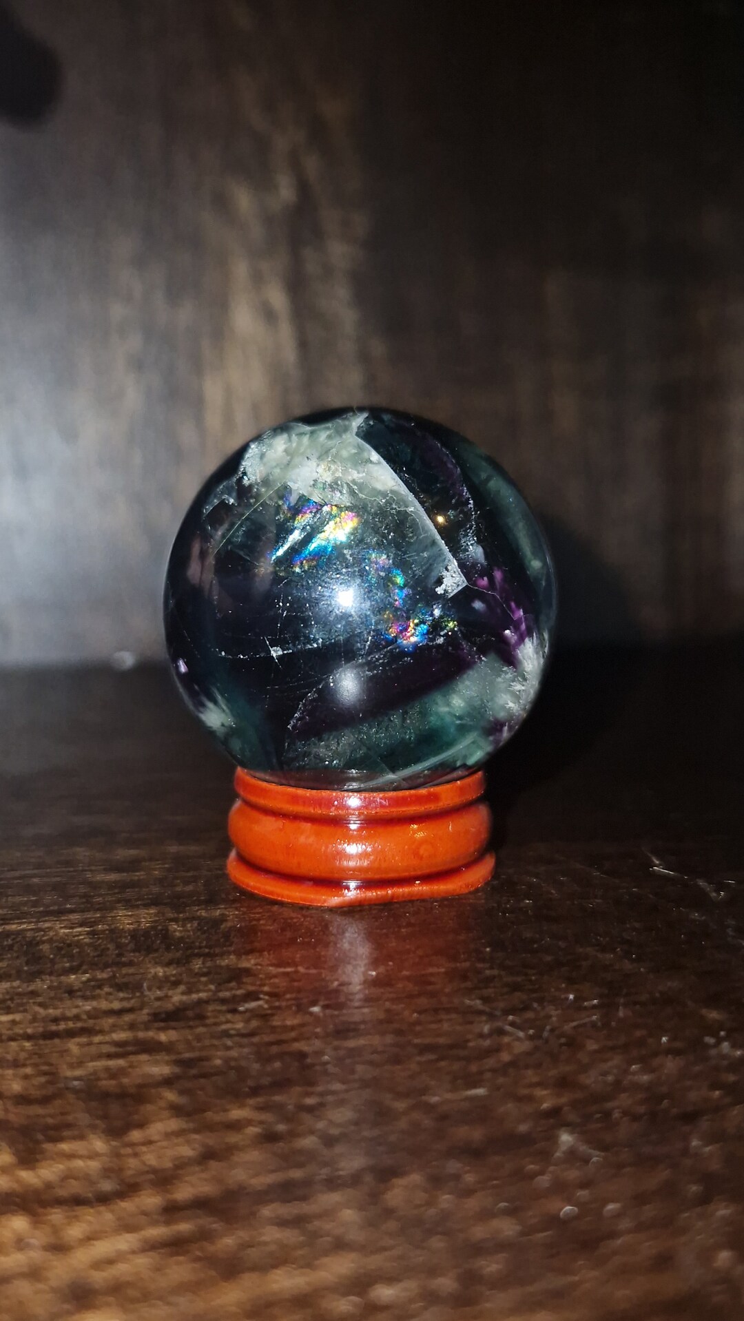 Snowflake Fluorite feather Fluorite Sphere With Rainbows Etsy UK