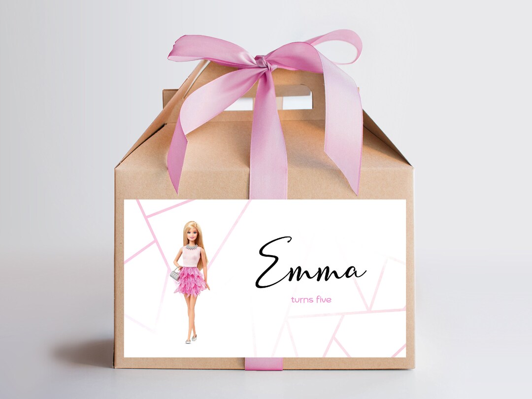 Doll Gable Box Label Pink Doll Party Favor Box Labels Etsy