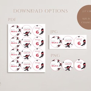 Ninja Cupcake Toppers Printable Ninja Warrior Birthday Party Sticker ...