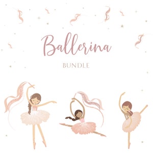 Ballerina Birthday Bundle, Tutu Cute Ballet Ballerina Birthday Party Set, Editable Digital Corjl Template