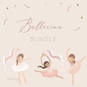 Ballerina Birthday Bundle, Tutu Cute Ballet Ballerina Birthday Party Set, Editable Digital Corjl Template