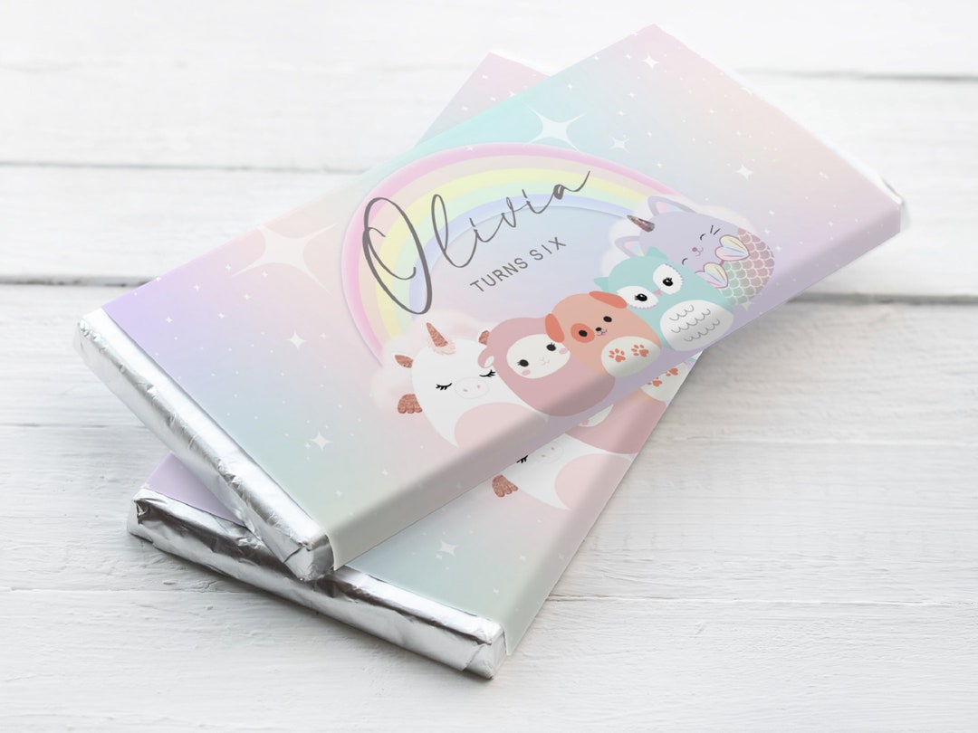 Squishmallow Chocolate Bar Labels Girl Pastel Pink Stuffy Etsy Canada