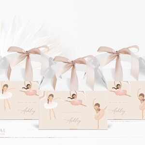 Ballerina Gable Box Label Ballerina Ballet Birthday Party Favour Box Label, Editable Digital Corjl Template image 2