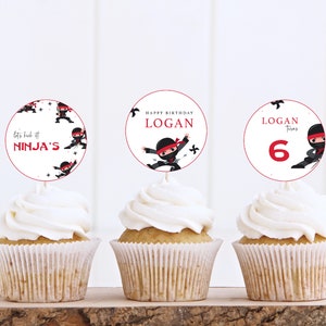 Ninja Cupcake Toppers Printable Ninja Warrior Birthday Party Sticker ...
