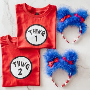 Set Thing 1 e Thing 2 / Costume Dr. Seuss / Maglietta Thing 1 / Maglietta Thing 2 / Fascia per capelli