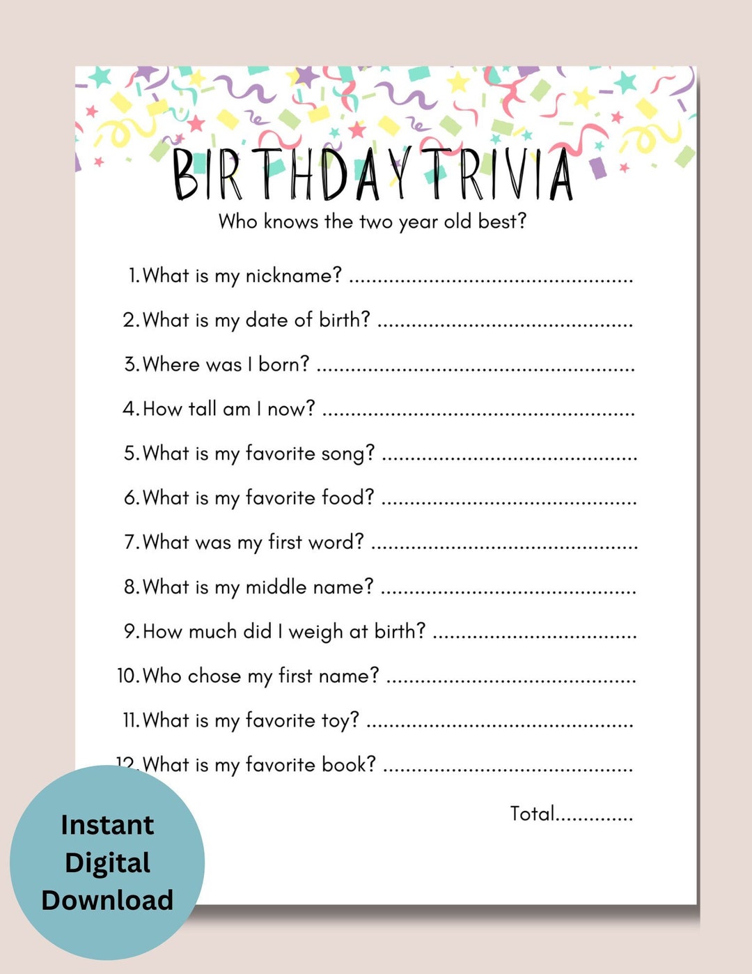 second-birthday-party-game-printable-2nd-birthday-game-how-well-do-you-know-the-two-year-old-instant-download-2nd-birthday-game-etsy for Free Printable Birthday Trivia Games Second Birthday Party Game, Printable 2nd Birthday Game, How Well Do You Know the Two Year Old, Instant Download, 2nd Birthday Game - Etsy for Free Printable Birthday Trivia Games