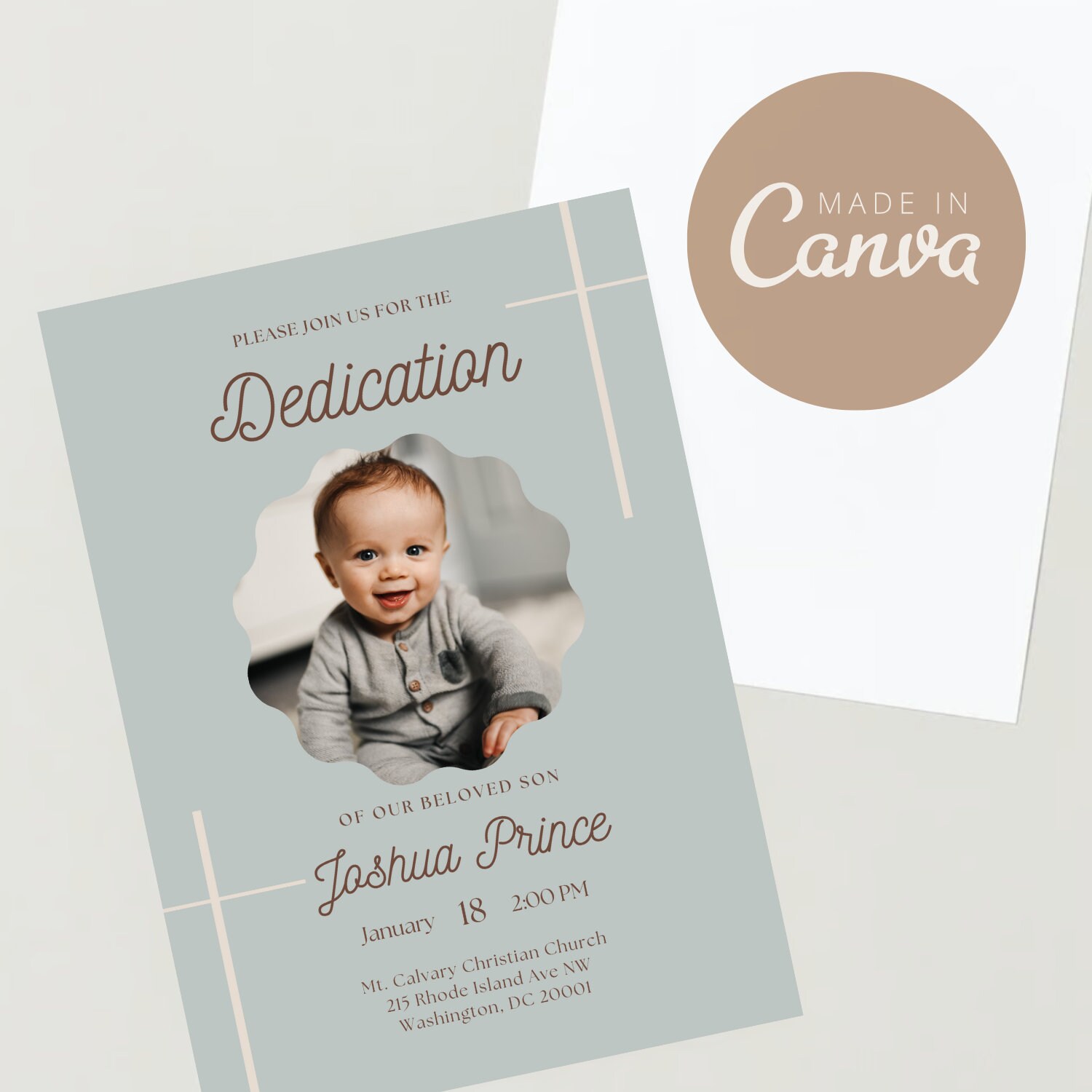 Baby Dedication Invitation Template, Minimalist Dedication, Completely