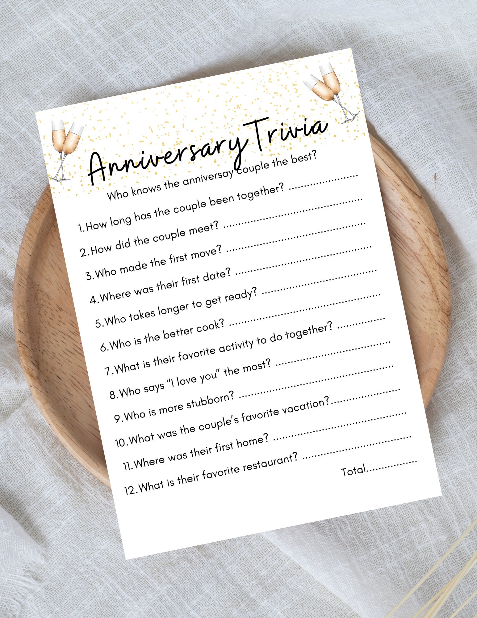 Anniversary Party Game, Anniversary Trivia Game, Couple's Party Game ...