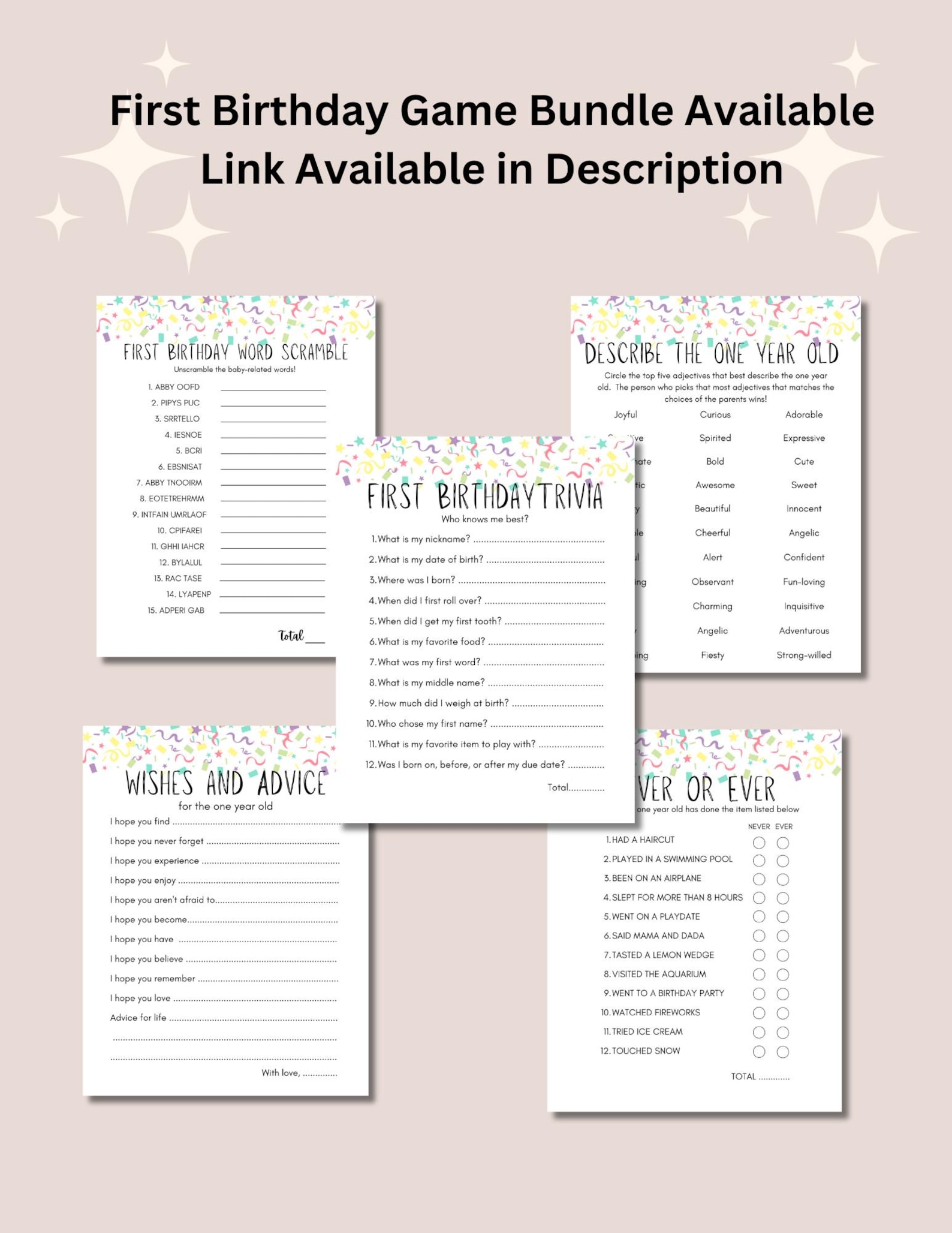 Baby's First Birthday Party Game, Printable 1st Birthday Game, How Well ...