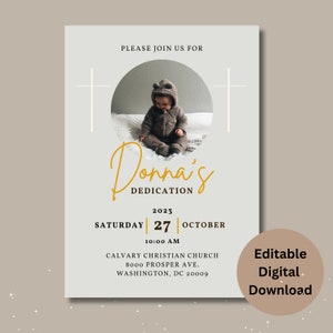 Baby Dedication Invitation Template, Minimalist Dedication, Editable Canva Template, Religious Invitation, Fully Customizable Template