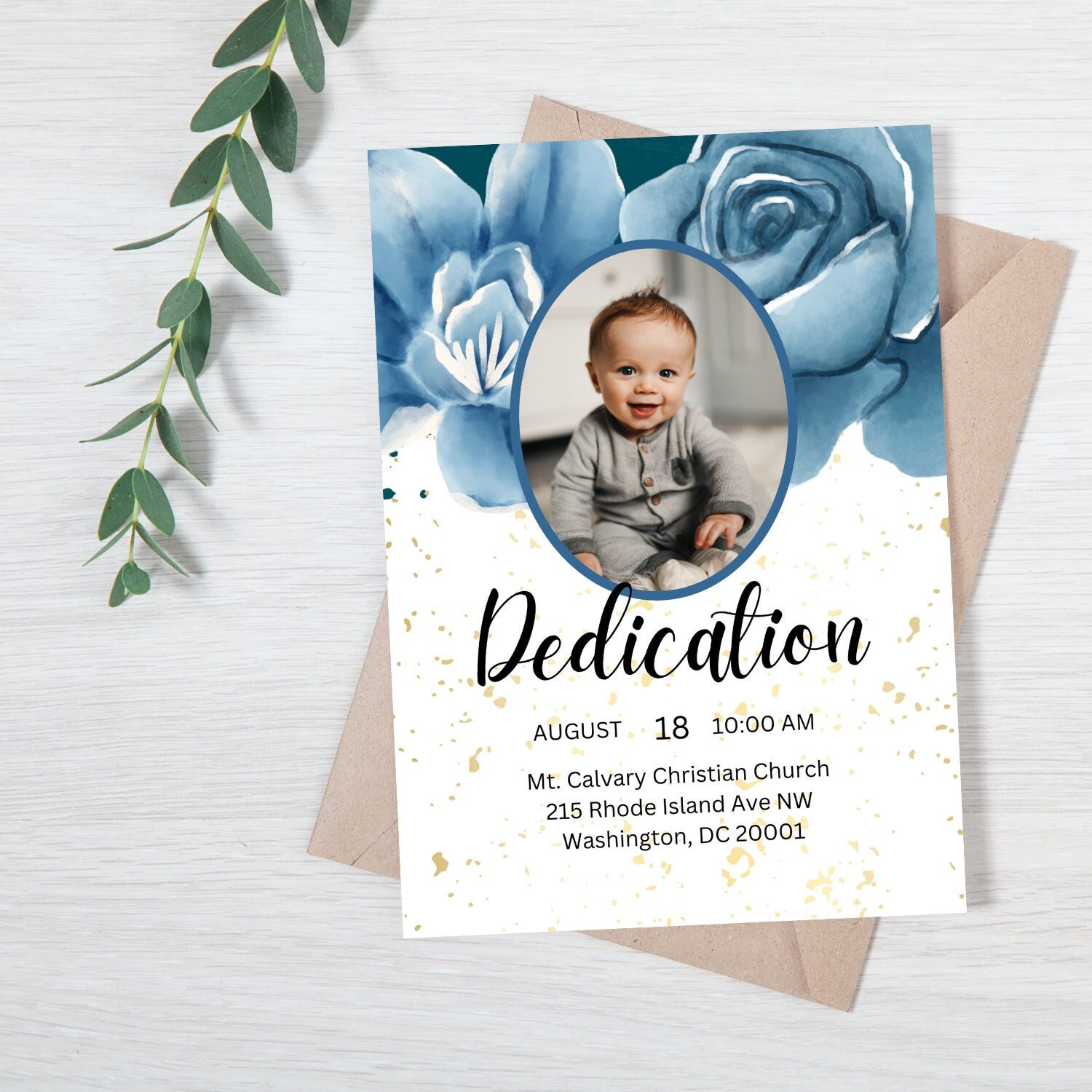 Baby Dedication Invitation Template, Minimalist Child Dedication