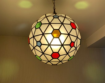 Handmade Moroccan Glass Hanging Lamp - Exquisite Ceiling Fixture,Moroccan, lighting Handcrafted pendant lamp