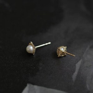 14K Gold Freshwater Pearl Earrings Sterling Silver Stud Earrings ...