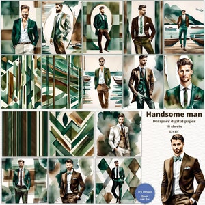Pacchetto di carta digitale bell'uomo, carta di moda maschile, per lui, festa del papà, carta digitale per uomini d'affari, progetti di compleanno maschili, uso commerciale