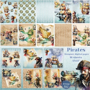 Lost Treasures: Piraten, Piratenkarte und digitale Schatz Dokumente, digitaler Download, kommerzielle Nutzung, bedruckbares Papier