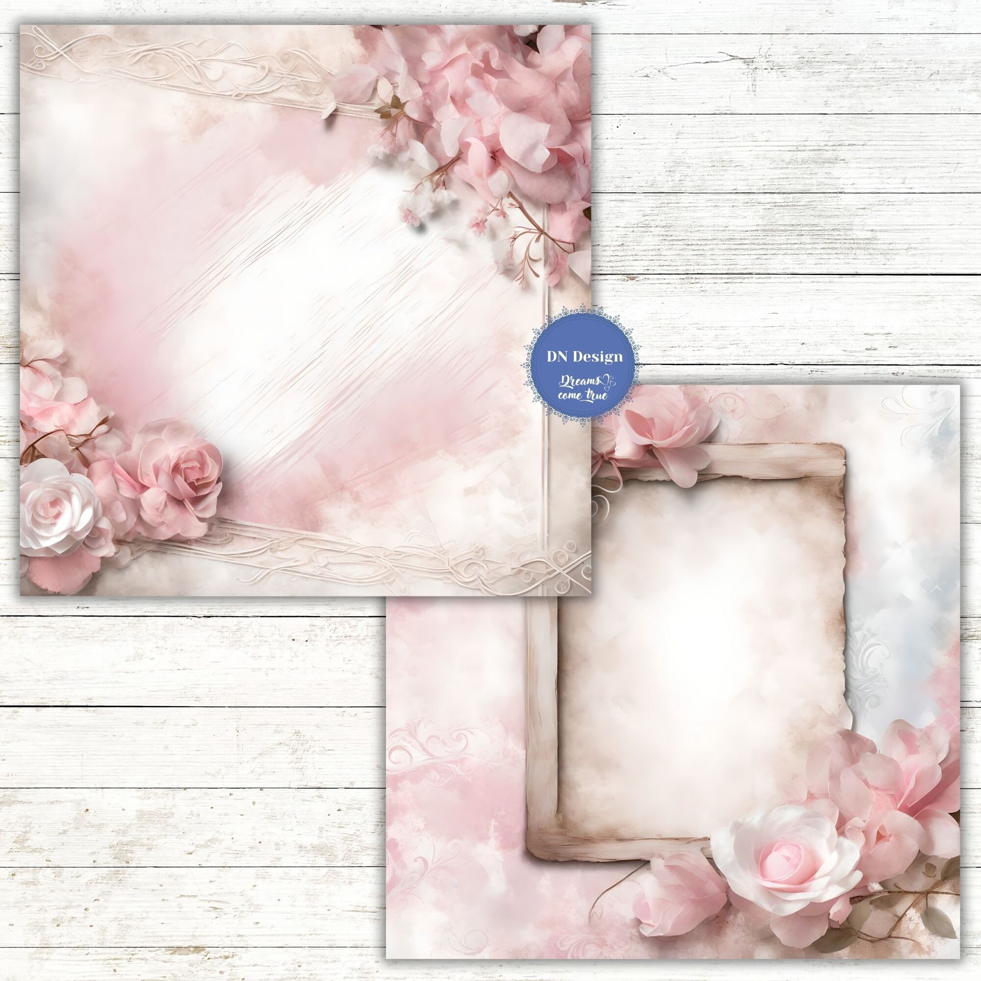 Pink Floral Digital Paper Pack: 16 JPG Files (12x12, 300 Dpi) - Etsy