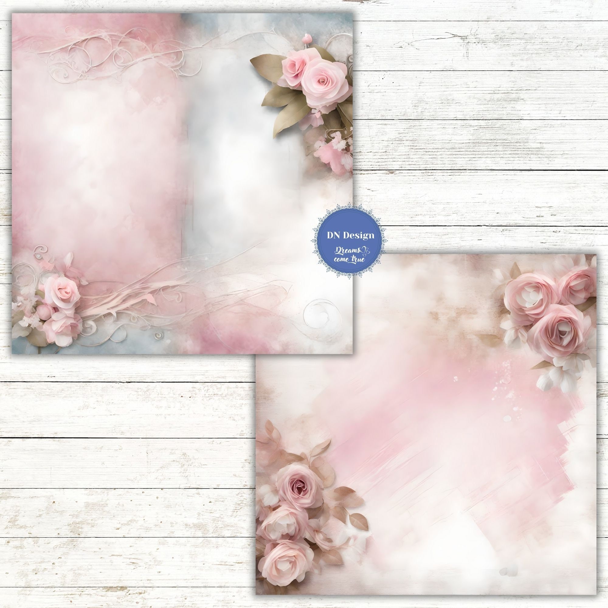 Pink Floral Digital Paper Pack: 16 JPG Files (12x12, 300 Dpi) - Etsy