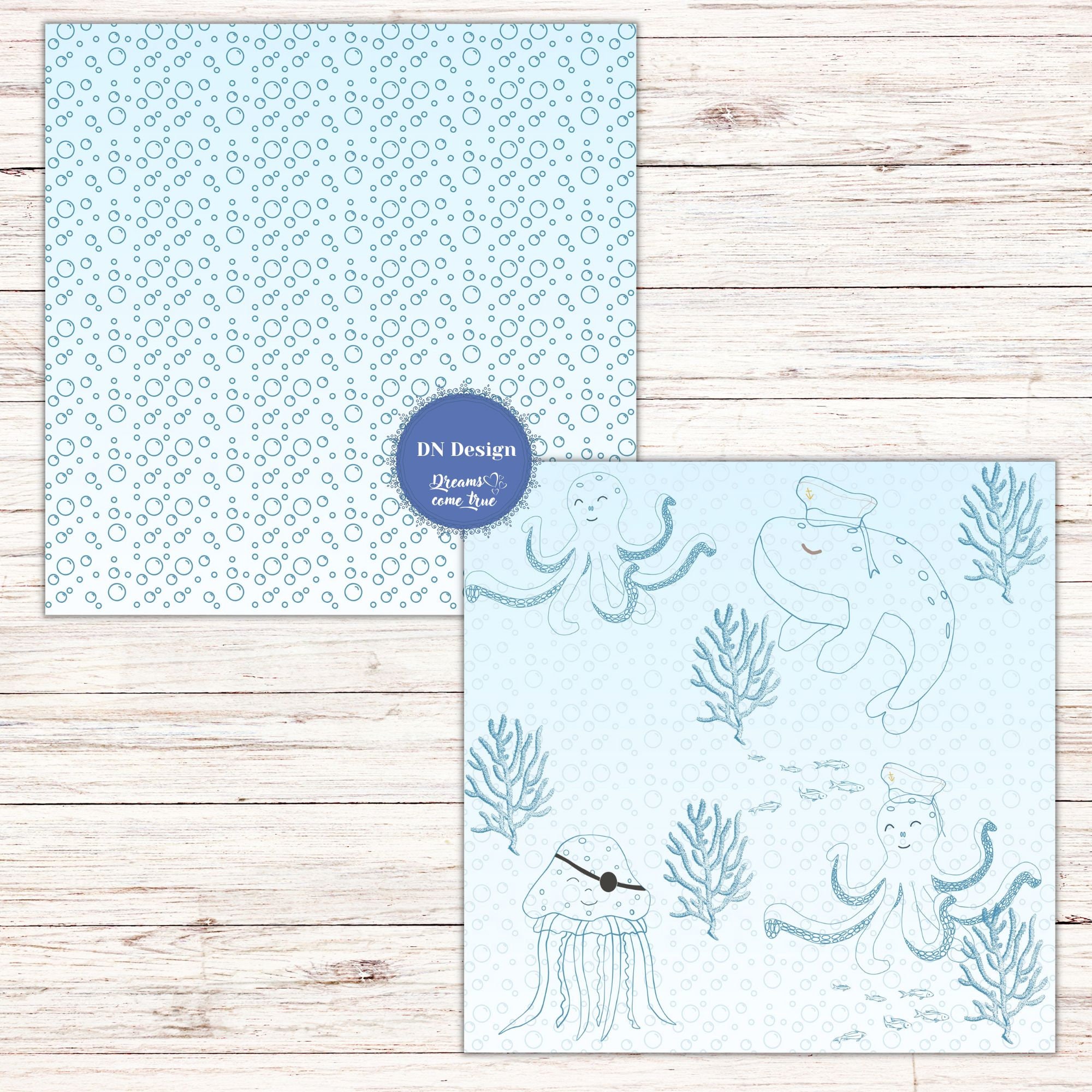 Under the Sea Digital Paper Packcute Sea Animalsblue - Etsy
