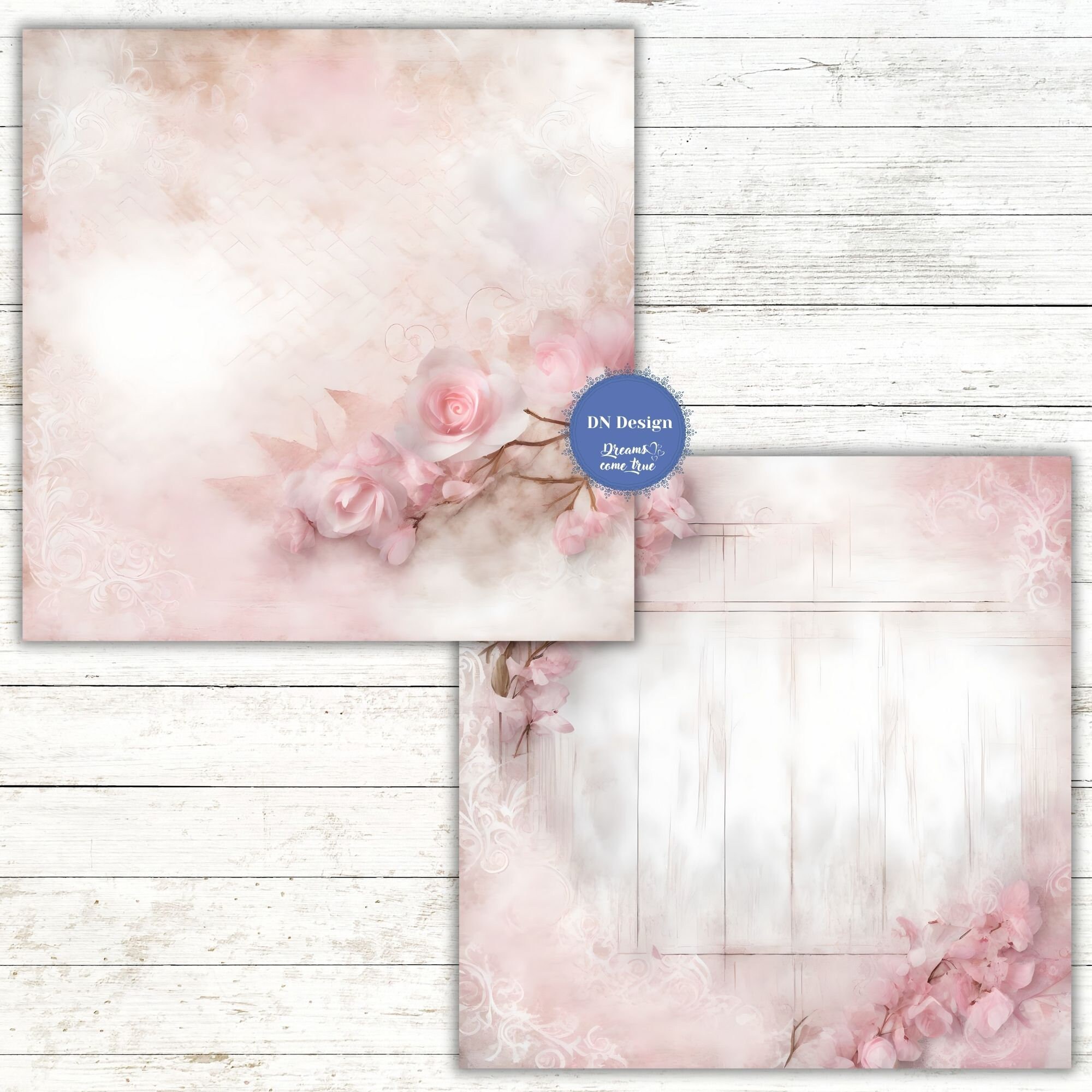 Pink Floral Digital Paper Pack: 16 JPG Files (12x12, 300 Dpi) - Etsy