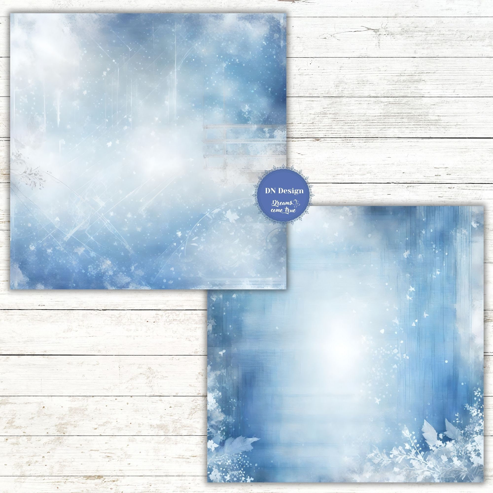Blue Texture Digital Paper Pack: Scrapbook Printable (12x12", 300dpi ...