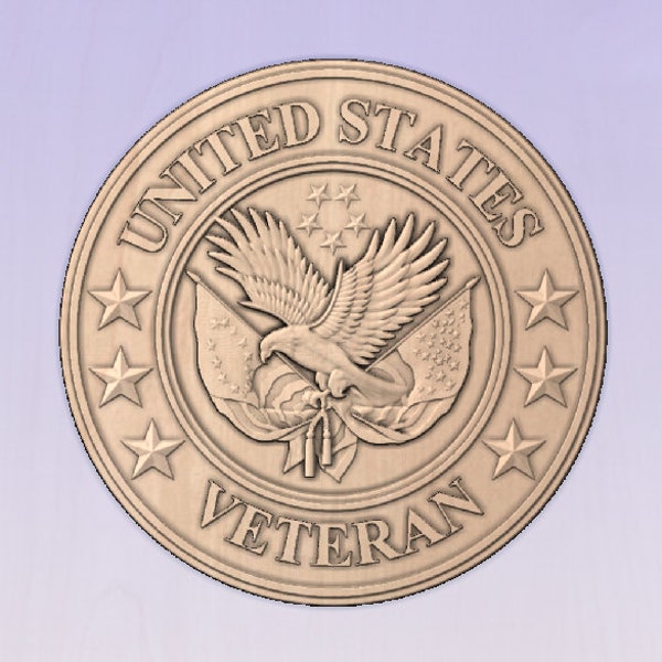Fiber Laser cut depth map 3D American Veterans Symbol PNG file for brass coin depth engraving