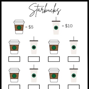 A6 Starbucks Saving Challenge, Cash Envelopes, Savings Challenge Printable, Savings Tracker