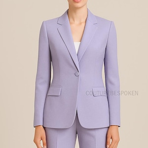 Lavender Pant Suit for Women, Two Piece Boot Cut Pantsuit, High Waist Pantsuit, Prom Suit, Bridal Wedding Suit.