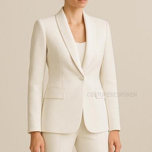 Frauen Weiß Tuxedo Anzug, zwei Stück Boot Cut Hosenanzug, formelle Anzug für Hochzeiten, Abschlussball Anzug, Büro-Anzug, Brautanzüge.