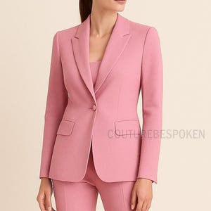 Baby Pink Formal Slim and Tall Pantsuit, Two Piece Blazer and Trousers, Corporate Suit, White Classic Pantsuit, Women Suit Set, Bridal Suits