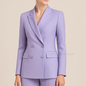 Lavender Double Breasted Suit for Women, Two Piece Boot Cut Pantsuit, Formal Elegant Suit, Stylish Office Attire, Prom and Wedding Suit.