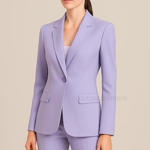 Lavender Pant Suit for Women, Two Piece Straight Pantsuit, High Waist Narrow Pantsuit, Prom Suit, Bridal Wedding Suit.