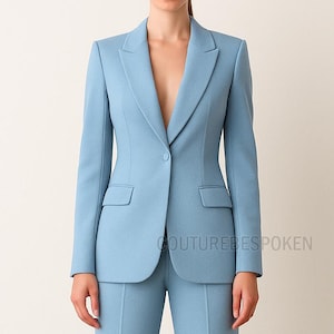 Women Sky Blue Suit – Two Piece Blazer and Trousers – Formal Suit for Weddings, Prom Suit, Office Suit, Bridesmaid Suits.