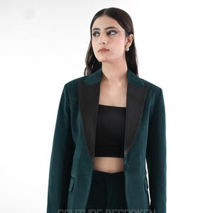 Green Velvet suit for women, Office Suit - Women Coat suit Set, Women Two Piece Suit, Women Formal Suit, Bridal Suits, Prom Suits.