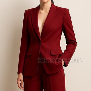 Women Maroon Suit – Two Piece Blazer and Trousers – Formal Suit for Weddings, Prom Suit, Office Suit, Bridesmaid Suit.