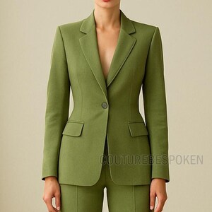 Women Sage Green Suit – Two Piece Blazer and Trousers – Formal Suit for Weddings, Parties, Office Suit – Tailored Fit – Custom Suit.