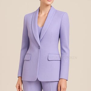 Lavender Tuxedo Suit for Women, Two Piece Boot Cut Pantsuit, High Waist Purple Suit, Prom Suit, Bridal Wedding Suit.