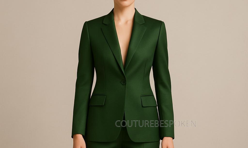 Women Dark Olive Green Satin Suit, Women’s Office Suit, Two Piece Pantsuit, Elegant Formal Suit, Stylish Wedding Bridesmaids, Prom Suit.