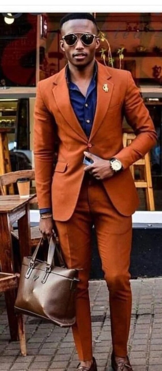 Men s Business Suit in Rust Color men Two Piece Suit men s Suit