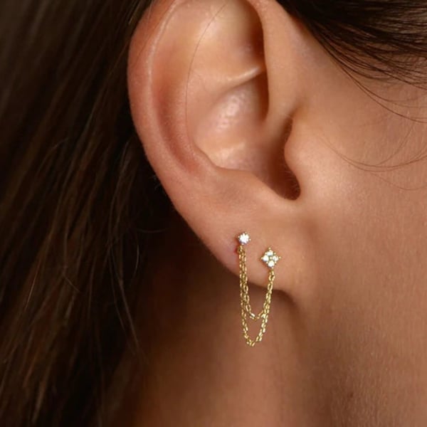 Double Piercing Earring Etsy