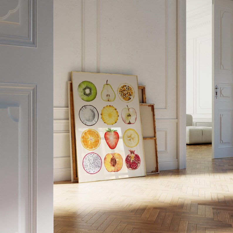 set of 2 kitchen prints | kitchen wall art, fruit wall... Fruit Printable Wall Art – Colorful Botanical Poster for Kitchen ...