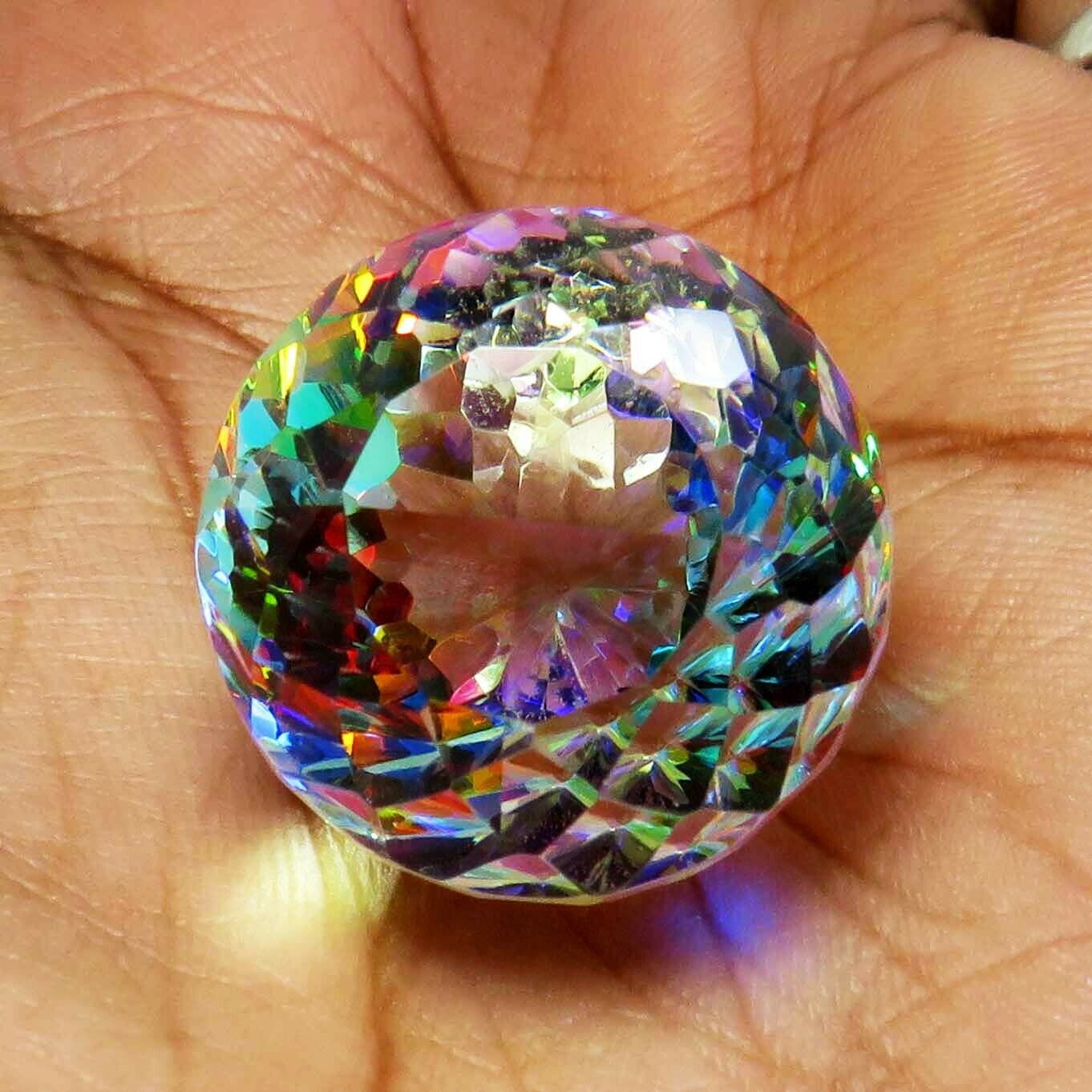 Pierre Précieuse Topaze Mystique Naturelle 50 Carats Certifiée AAA - Couleur Arc-en-ciel