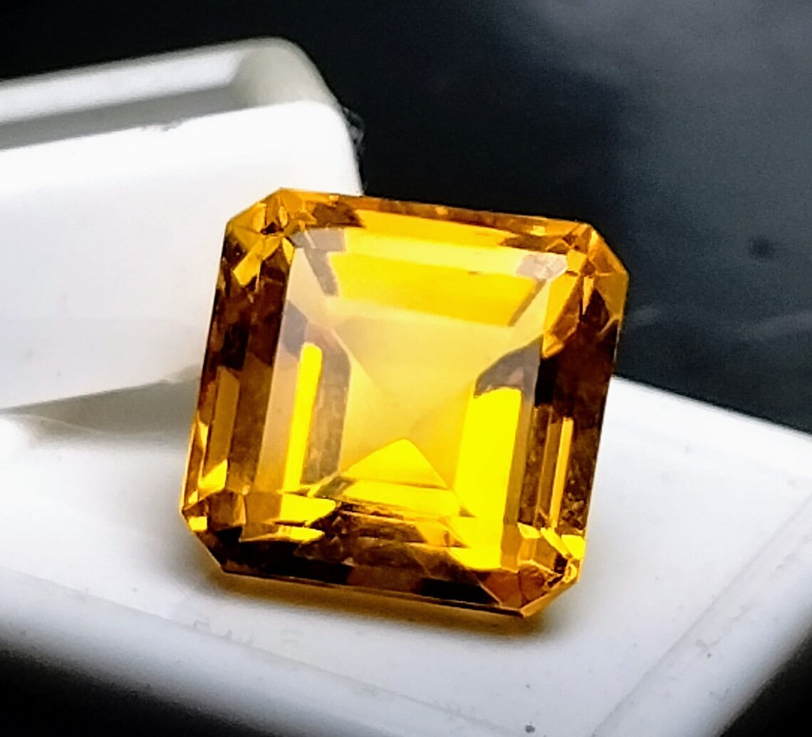 8 Ct AAA + Orange Topaz Square Shape Certified Loose Topaz Gemstone ...