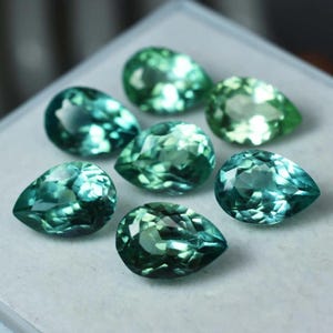 7 Pcs Ct Extremely Rare Certified Natural Grandidierite Greenish Montana Pear Shape Beautiful Cut Loose Grandidierite Gemstone For Jewelry