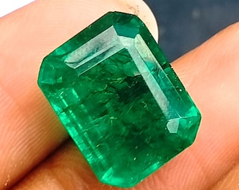Certified natural Colombia Green Emerald 7 Ct Loose emerald Ring Use Or Wedding Purpose Emerald Cut Loose Gemstone, jewellery making stone
